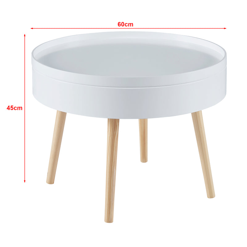 Croquis coté Table basse Bongard avec plateau amovible 45 x 60 cm blanc [en.casa]