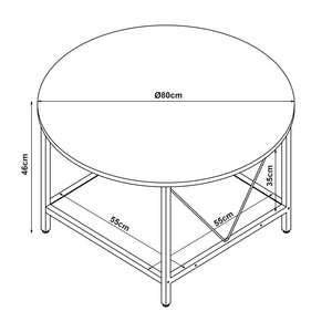 Table basse Filem Ø80x46 cm [en.casa] 