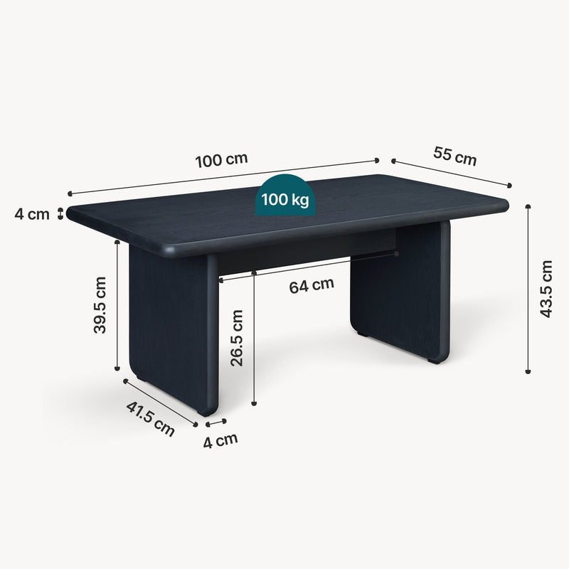 Croquis coté Table basse Gäljami 100 x 55 x 44 cm [en.casa]