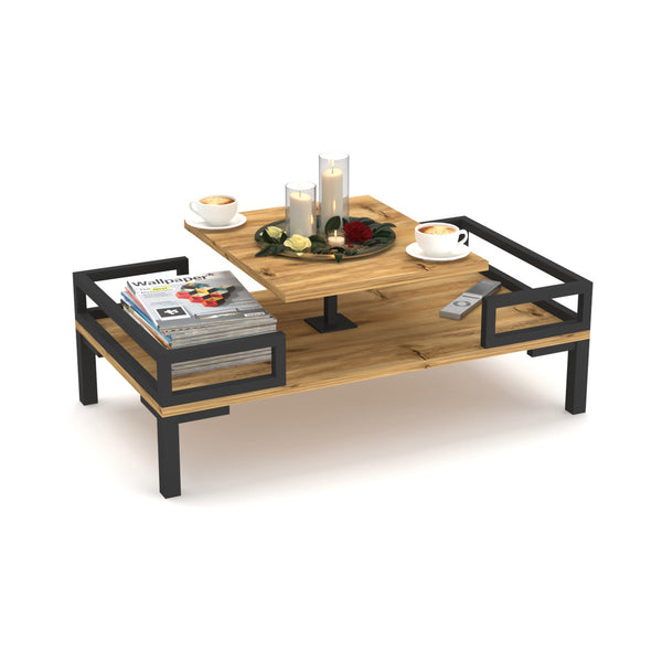 Table basse de salon Hultsfred métal panneau de particules 90 x 50 x 35 cm [en.casa]