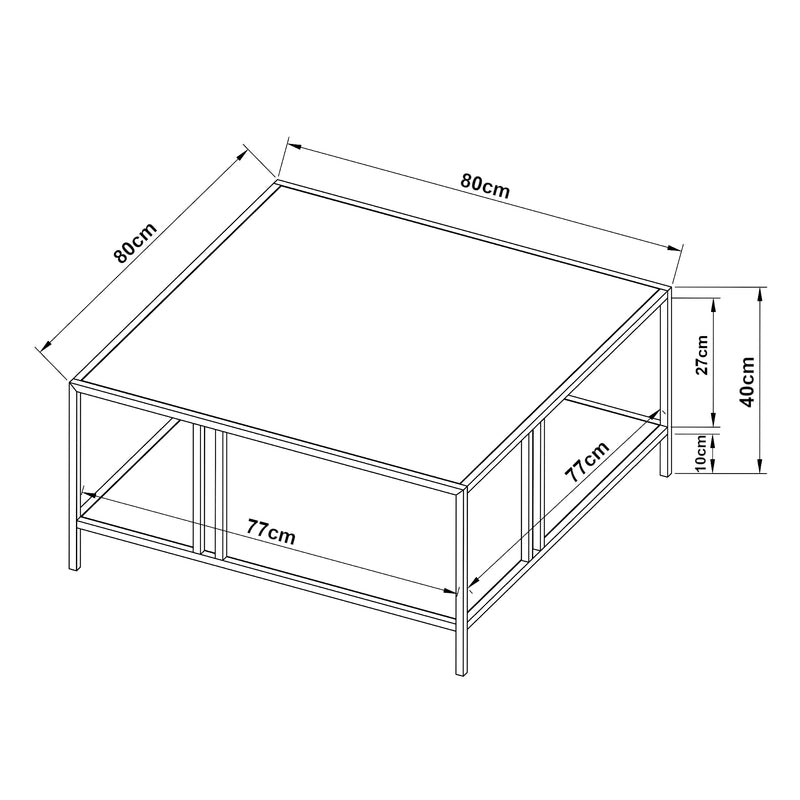 Croquis coté Table basse Kumlinge métal [en.casa]