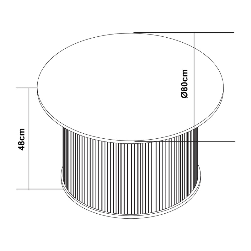Croquis coté Table basse Ledepid bambou [en.casa]