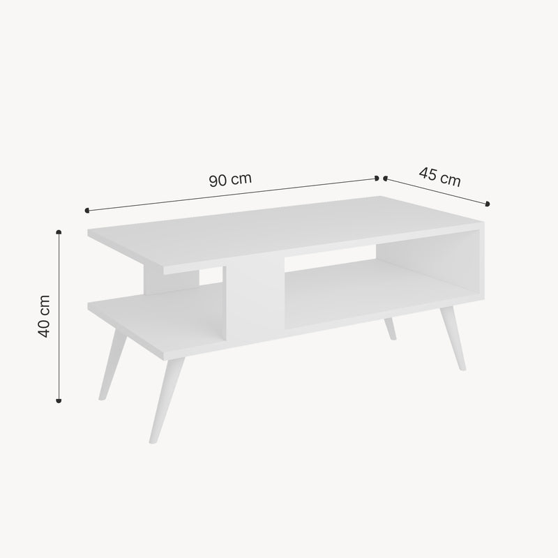 Croquis coté Table basse Lycksele avec espace de rangement 40 x 90 x 45 cm [en.casa]