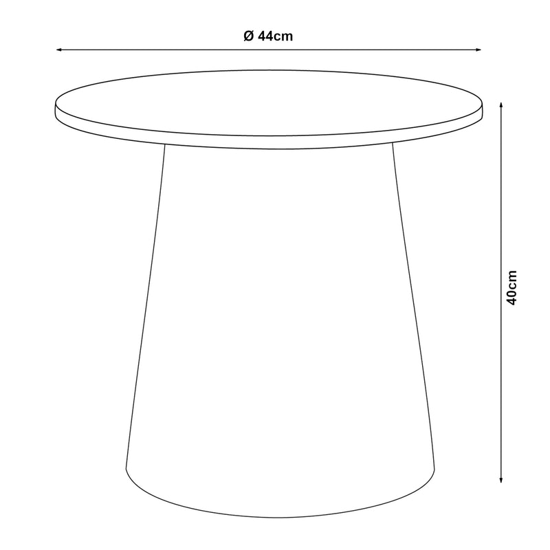 Croquis coté Table basse Nyd ronde 40 x 44 cm [en.casa] 