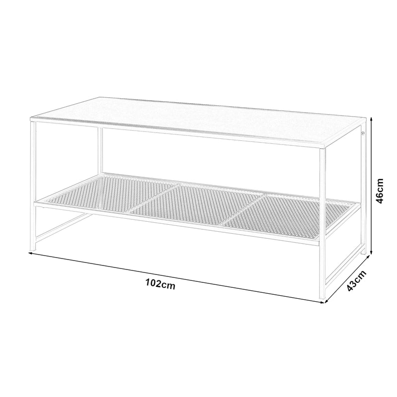 Croquis coté Table basse de salon Ruokolahti acier 102 x 43 x 46 cm [en.casa]