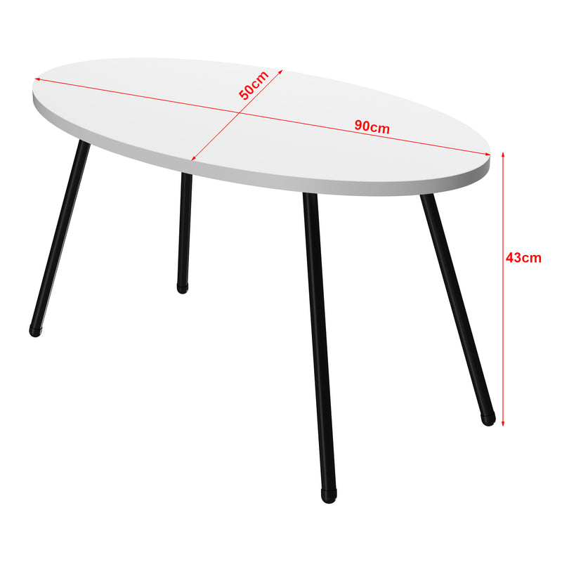 Croquis coté Table basse Skærbæk ovale 43 x 90 x 50 cm [en.casa]