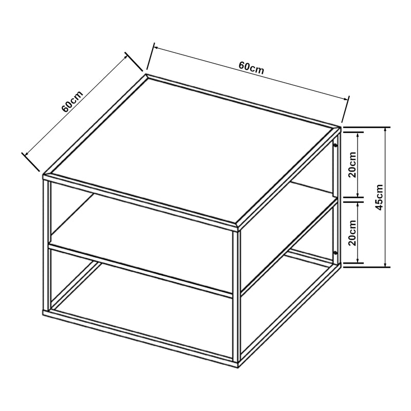 Croquis coté Table basse Solund acier [en.casa]