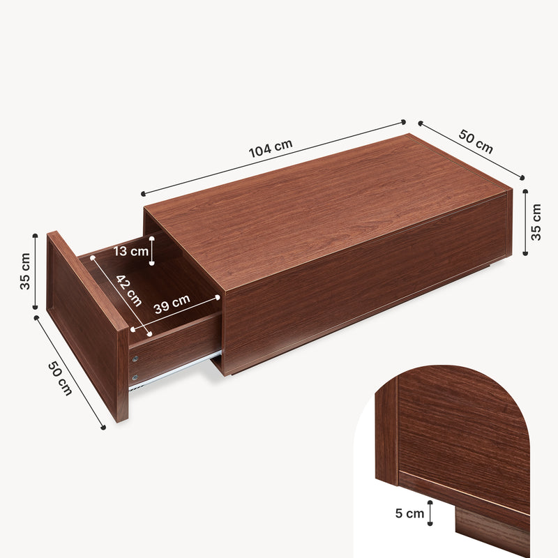 Croquis coté Table basse Turur 104 x 50 x 40 cm [en.casa] 