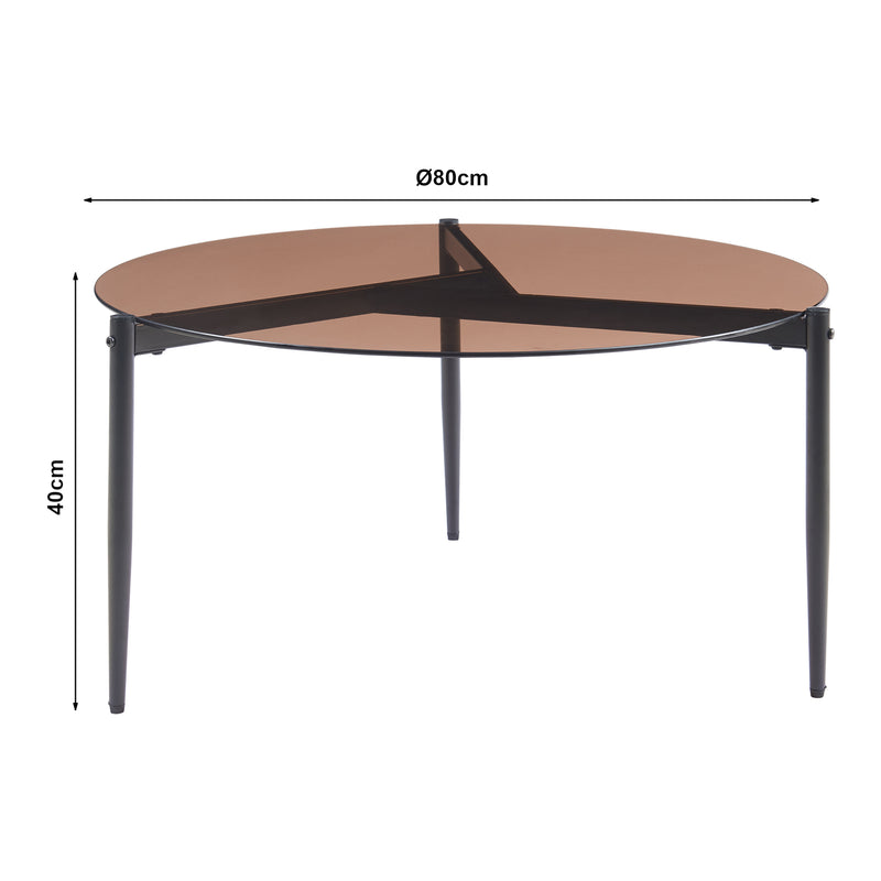 Croquis coté Table basse Ulökantaa acier verre fumé 80 x 40 cm [en.casa]