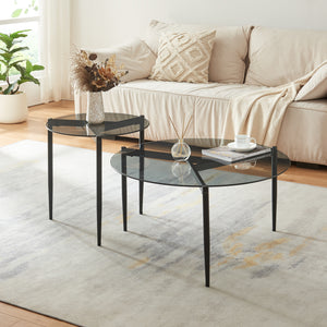 Table basse Ulökantaa acier verre fumé 80 x 40 cm [en.casa]