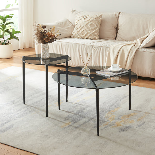 Table basse Ulökantaa acier verre fumé 80 x 40 cm [en.casa]