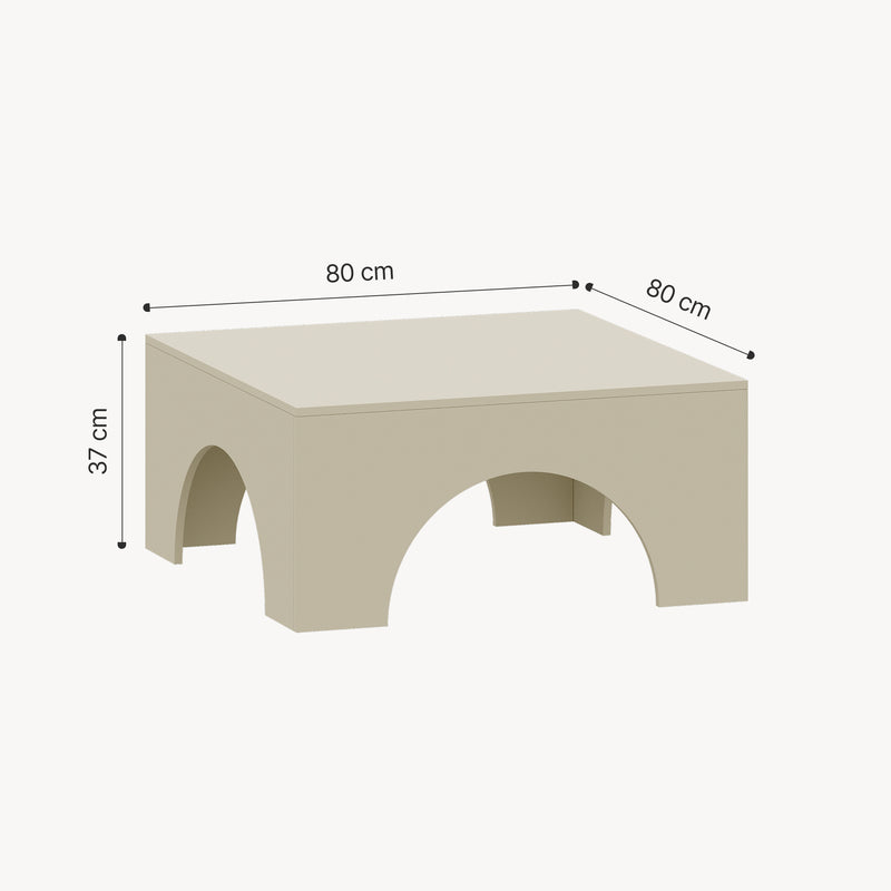 Croquis coté Table basse Vivatka 80 x 80 x 37 cm [en.casa]