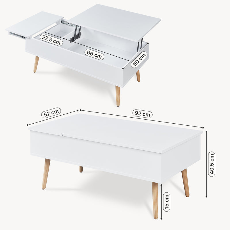 Croquis coté Table basse Flesen 92 x 52 x 41 cm [en.casa]