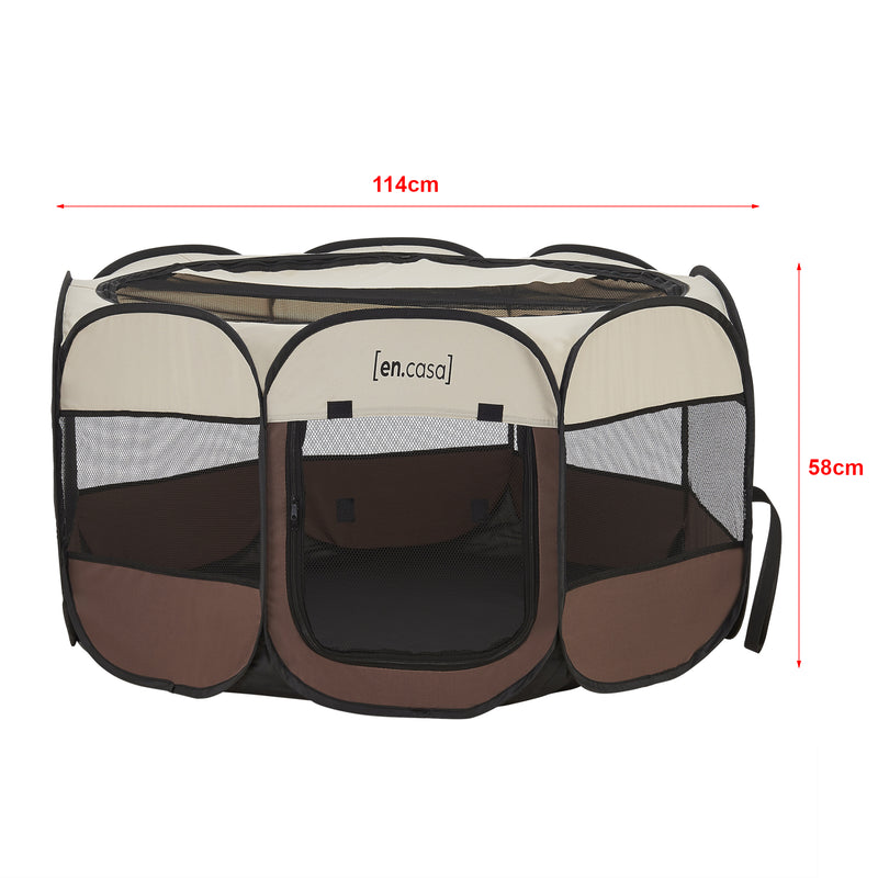 Croquis coté Parc pliable Telford pour animaux de compagnie [en.casa]