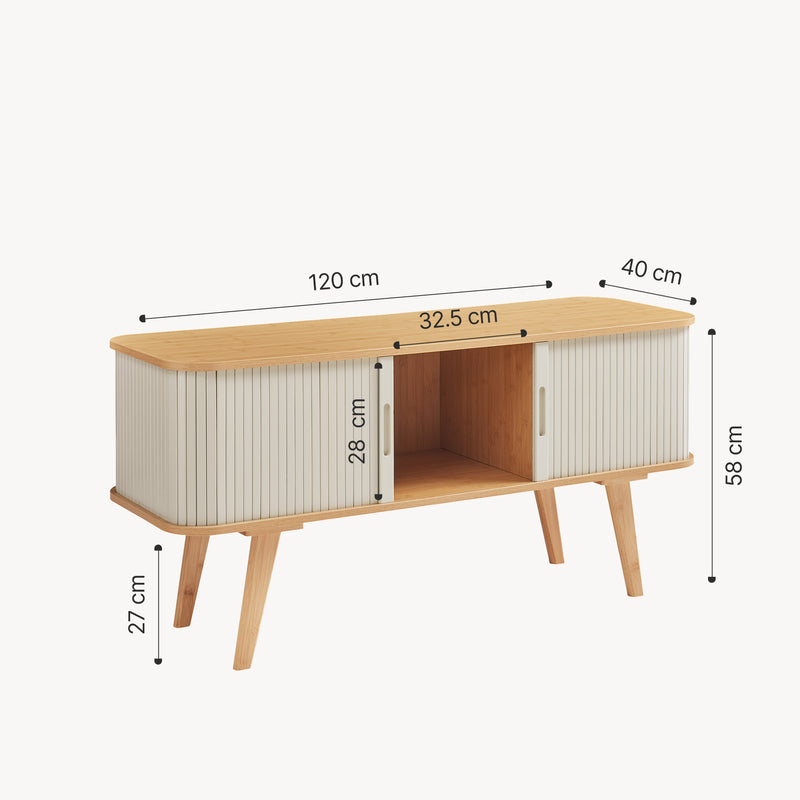Croquis coté Meuble TV Tysvær bambou 120 x 40 x 58 cm [en.casa]