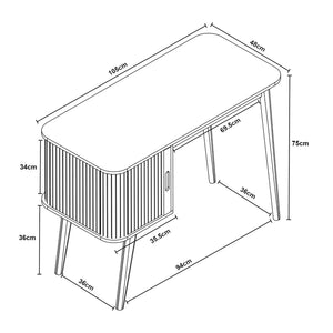 Bureau Tysvær bambou 75 x 105 x 48 cm [en.casa]