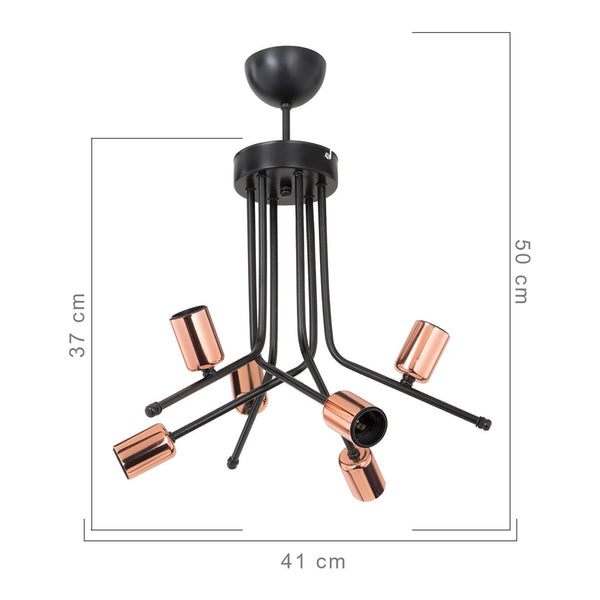 Plafonnier Halesowen 6xE27 Métal en différentes couleurs [lux.pro]