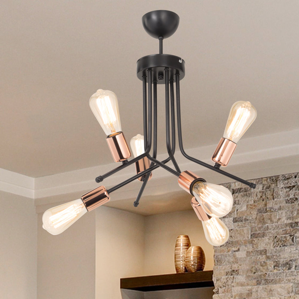 Plafonnier Halesowen 6xE27 Métal en différentes couleurs [lux.pro]