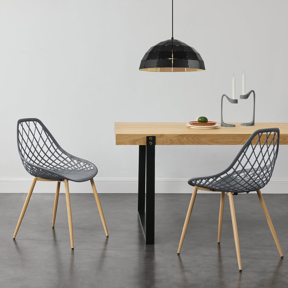 Lot de 2 chaises de salle à manger Varsovie en plastique aspect hêtre en.casa - premiumXL