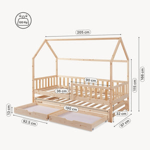 Lit d'enfant double extensible Aarghonmaa 90 x 200 cm [en.casa]