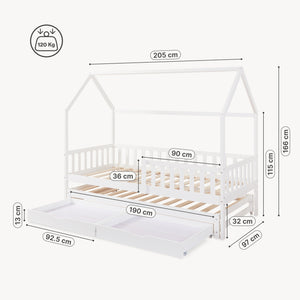 Lit d'enfant double extensible Aarghonmaa 90 x 200 cm [en.casa]