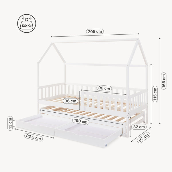 Lit d'enfant double extensible Aarghonmaa 90 x 200 cm [en.casa]