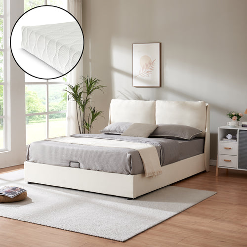 Lit rembourré Lunner avec matelas [en.casa]