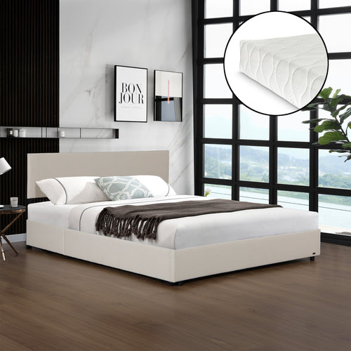 Lit capitonné Juva avec matelas à mousse froid 