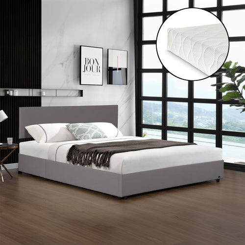 Lit capitonné Juva avec matelas à mousse froid 