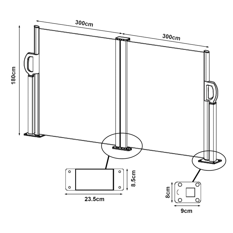 Croquis coté Double Brise-vue Double Pare-soleil Double Garde-vue [pro.tec]