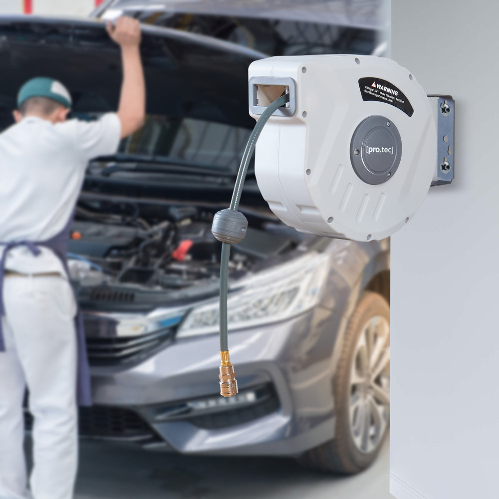 Enrouleur de tuyau d'air comprimé Nassau Blanc/Gris [pro.tec]