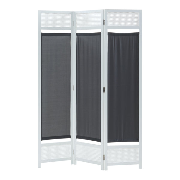 Paravent Dorotea Blanc/Gris foncé [en.casa]