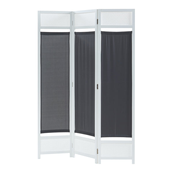 Paravent Dorotea Blanc/Gris foncé [en.casa]