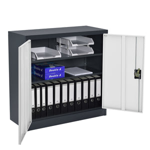 Armoire à dossiers Terni 90x40x90 cm avec 3 compartiments de rangement et serrure à cylindre Métal en.casa