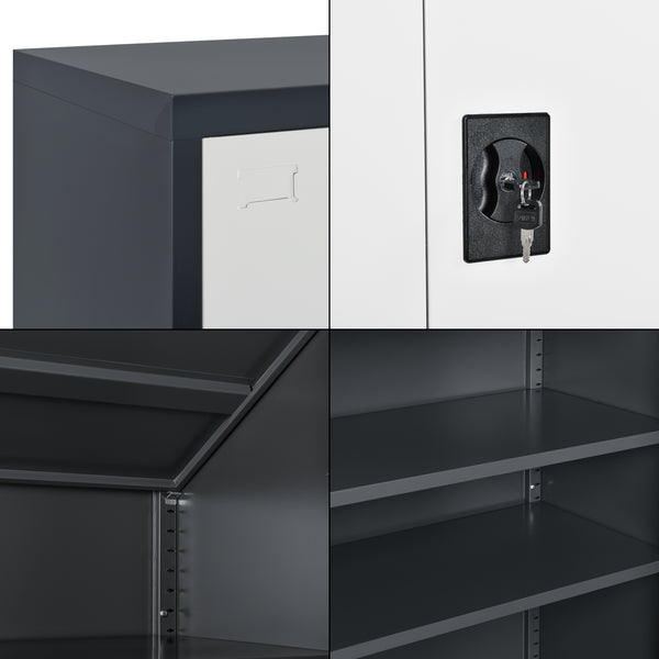 Armoire à dossiers Terni 90x40x90 cm avec 3 compartiments de rangement et serrure à cylindre Métal en.casa