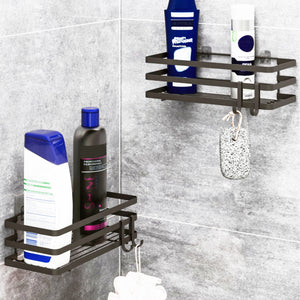 Lot de 2 étagères de douche Pertunmaa métal 25 x 12 x 8 cm noir [en.casa]
