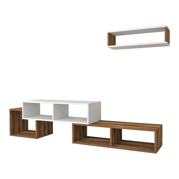 Ensemble de table TV Malvik 2 pièces avec étagère [en.casa]