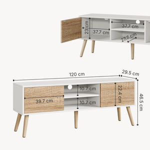 Meuble TV Eskilstuna avec 2 portes d'armoire et 2 étagères [en.casa]