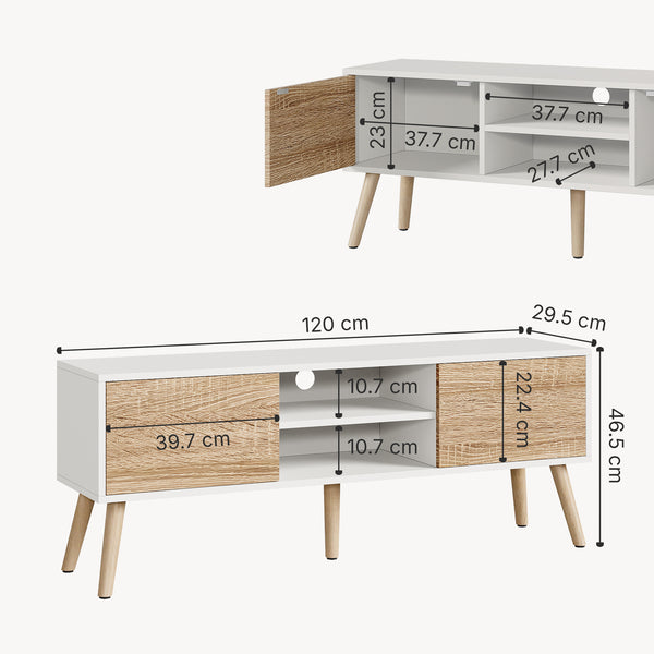 Meuble TV Eskilstuna avec 2 portes d'armoire et 2 étagères [en.casa]