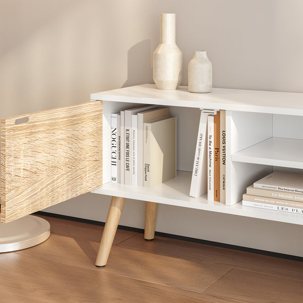 Meuble TV Eskilstuna avec 2 portes d'armoire et 2 étagères [en.casa]