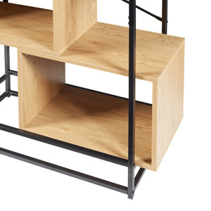 Bibliothèque Rennebu Noir/Chêne [en.casa]