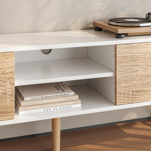 Meuble TV Eskilstuna avec 2 portes d'armoire et 2 étagères [en.casa]