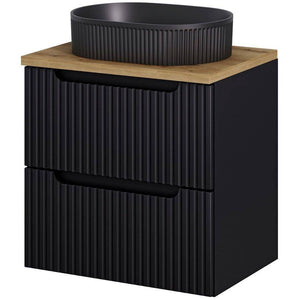 Meuble sous-lavabo Skelbolu à façade rainurée [en.casa]