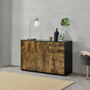 Commode Paarl 74 x 117 x 36 cm avec 3 portes [en.casa] 