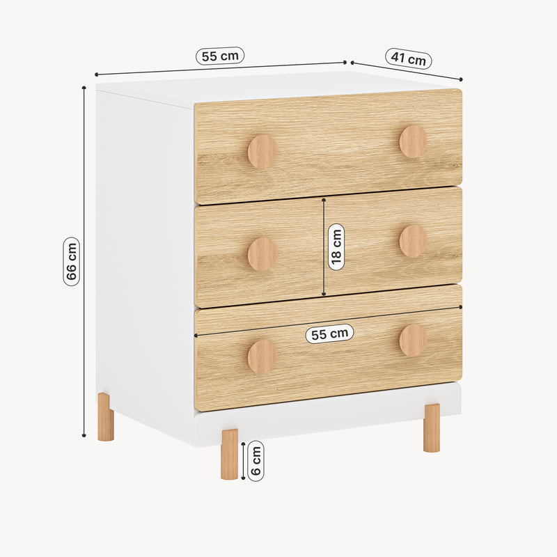 Croquis coté Commode enfant Vaarentaa [en.casa]