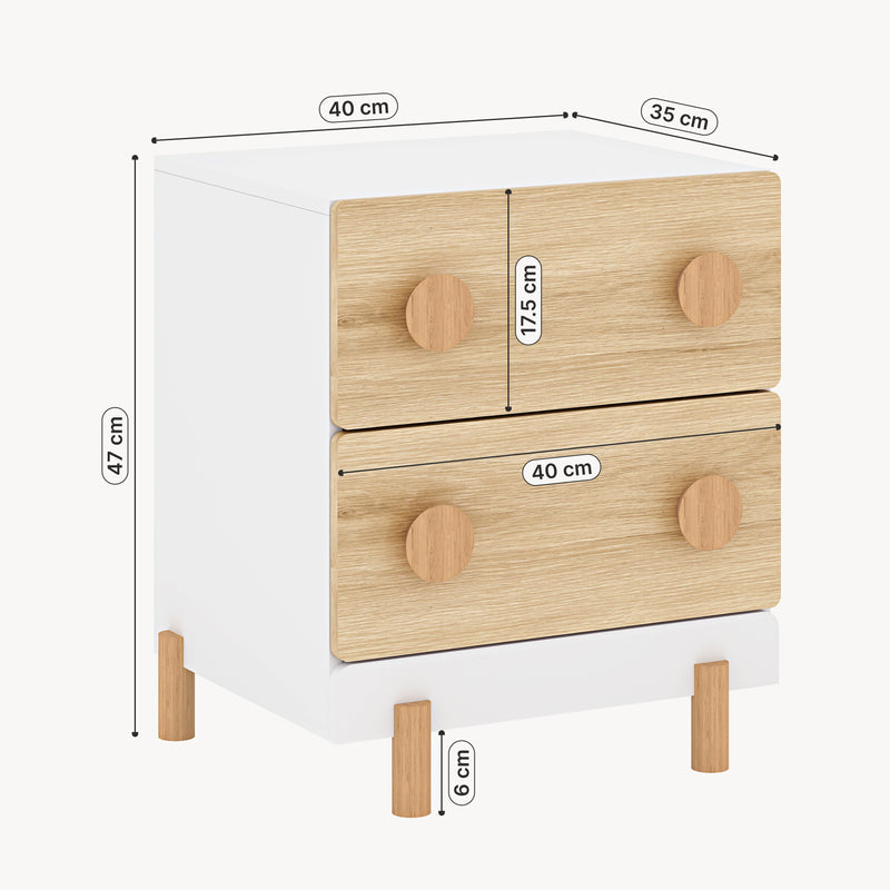 Croquis coté Table de chevet pour enfants Vaarentaa [en.casa]