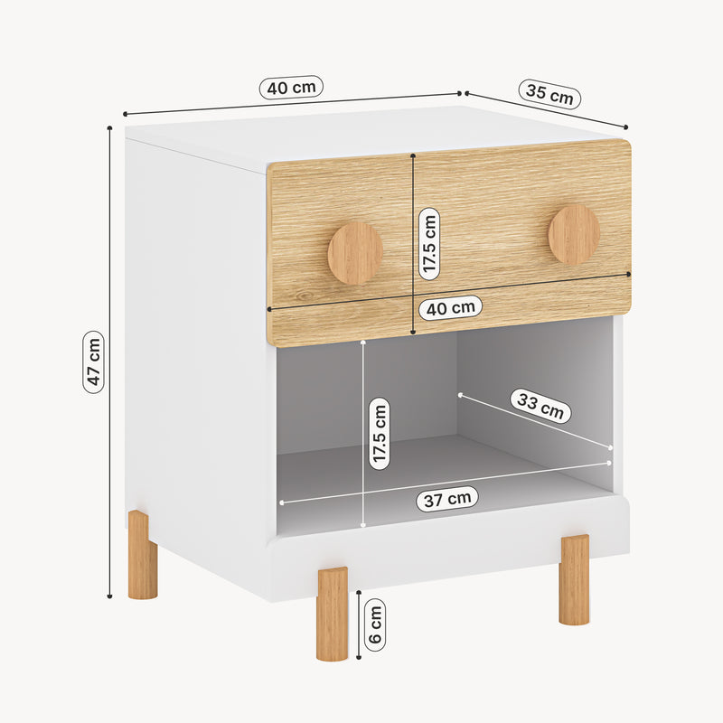 Croquis coté Table de chevet pour enfants Vaarentaa [en.casa]
