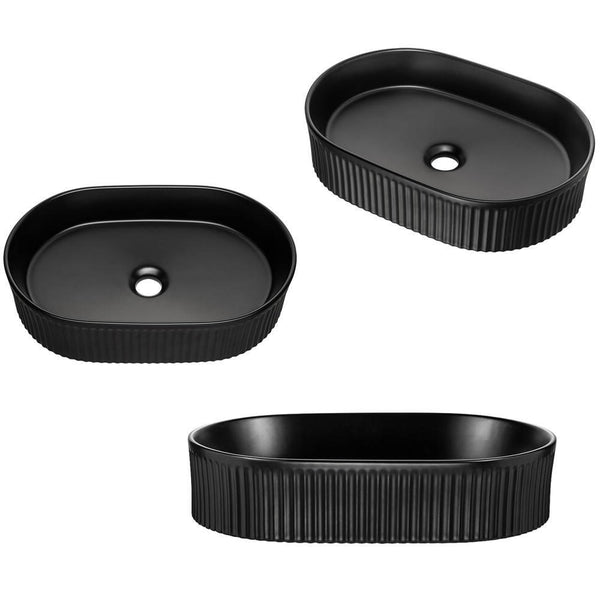 Meuble-lavabo Skelbolu avec portes rainurées [en.casa]