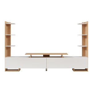 Meuble TV Rauki avec étagères latérales 233 x 31 x 140,5 cm [en.casa]