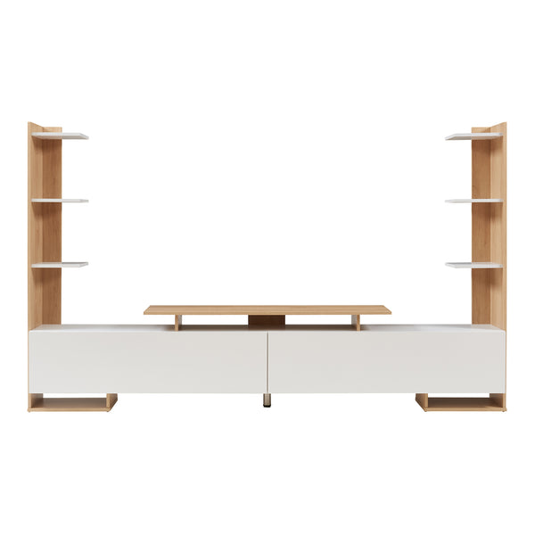 Meuble TV Rauki avec étagères latérales 233 x 31 x 140,5 cm [en.casa]